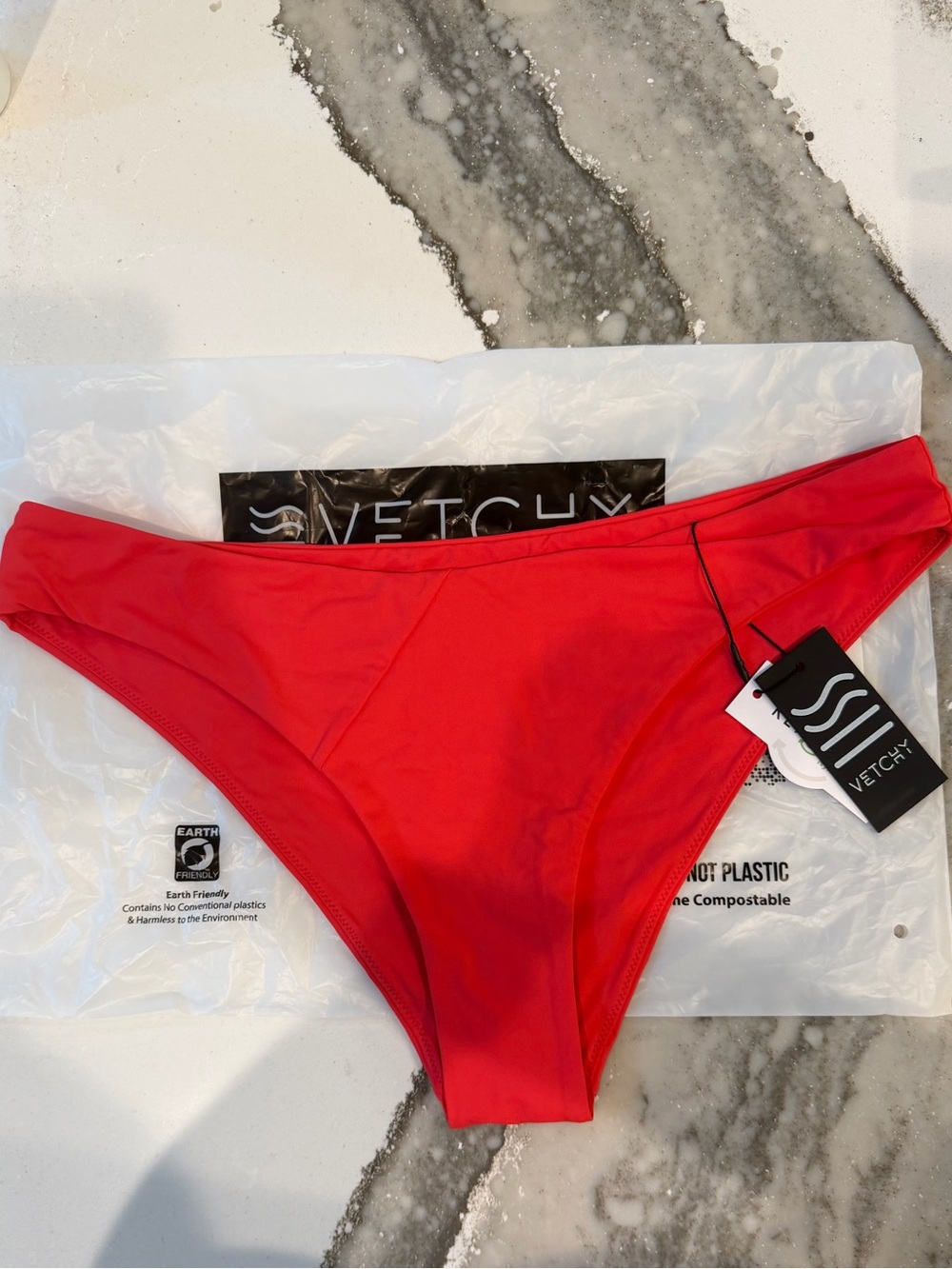 Vetchy Women's Red Bikini Bottoms - Classic Low Rise Swim Brief